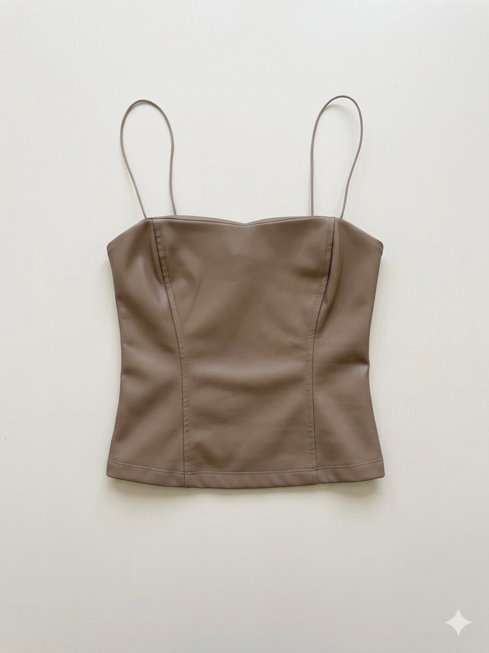 Heartloom Taupe Faux-Leather Spaghetti-Strap Bustier Tank